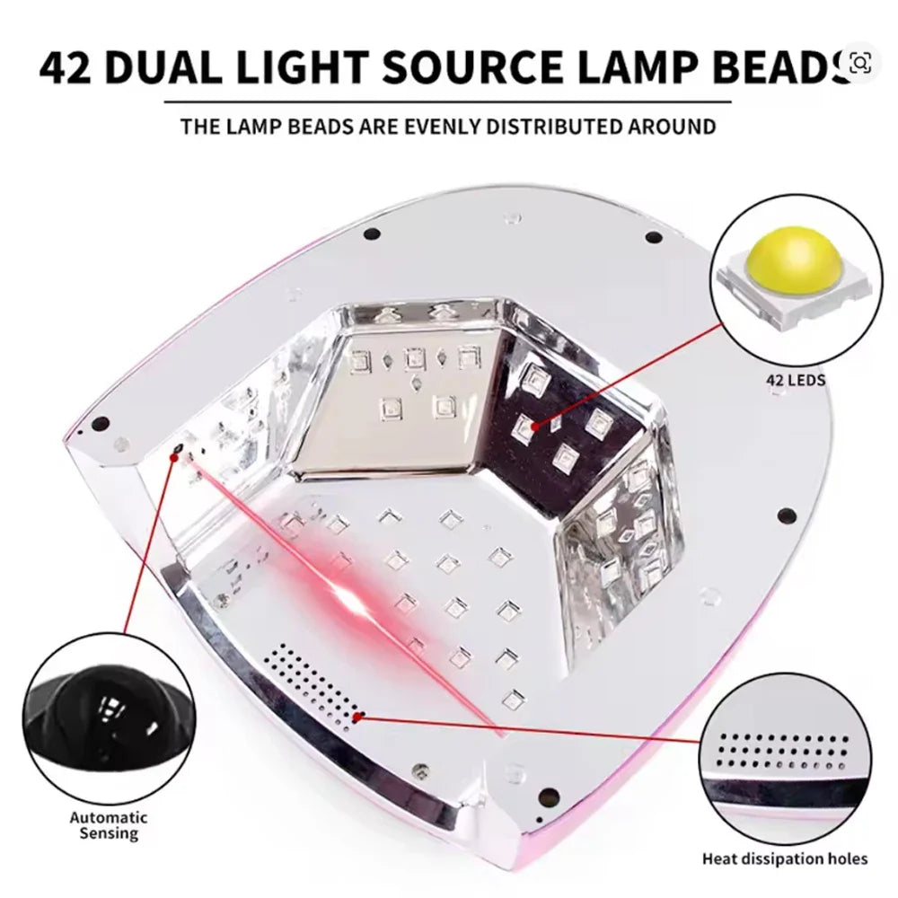 Rechargeable 96W Nail Lamp with Mirror Reflective Base Gel Polish Dryer Manicure Machine UV Light for Nails Nail UV LED Lamp