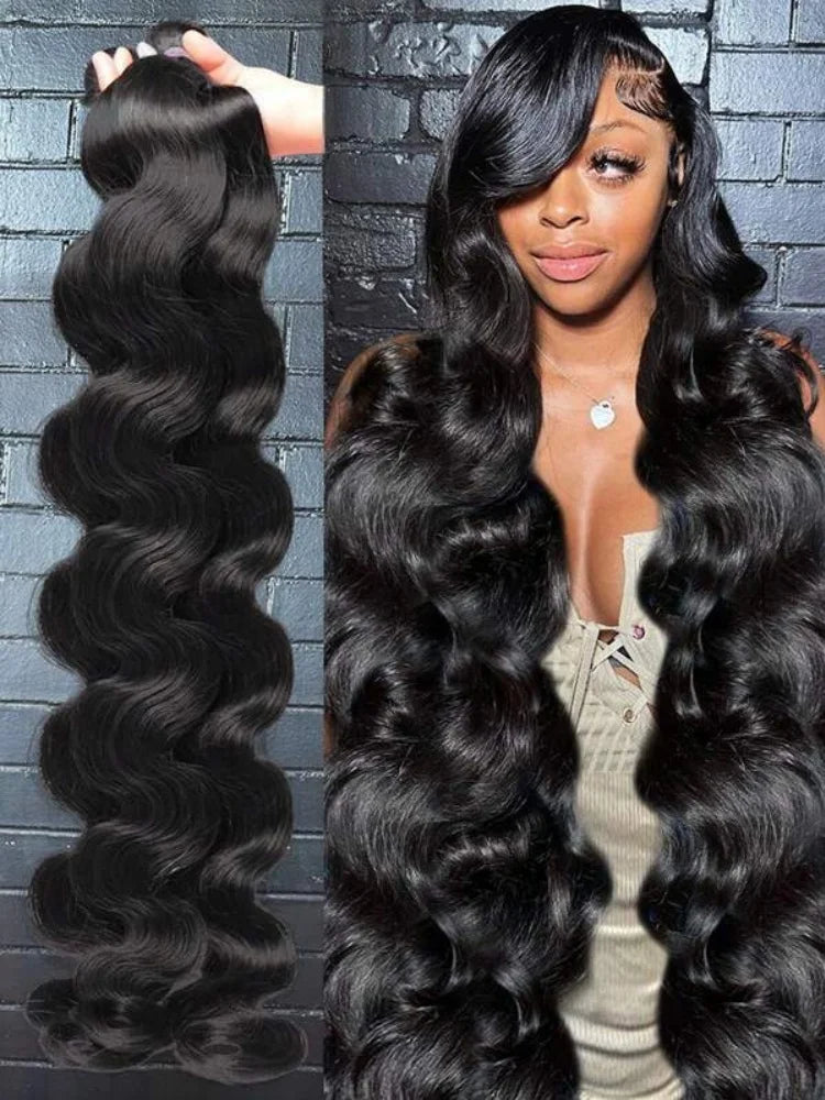 Body Wave Hair Bundles, Natural Black (10"–42")
