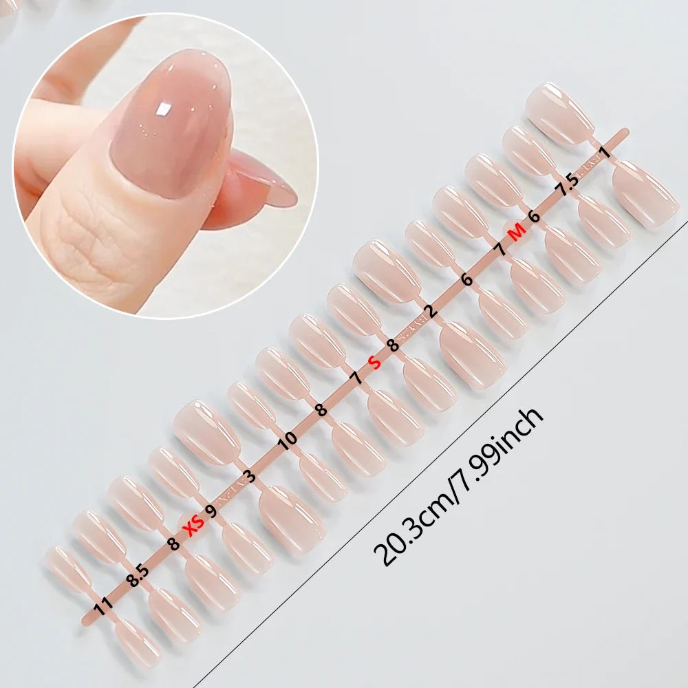 150Pcs Gradient Nude Short Almond Fake Nails XS/S/M Size Glossy Full Cover Press On Nail for Women Daily Wear False Fingertips