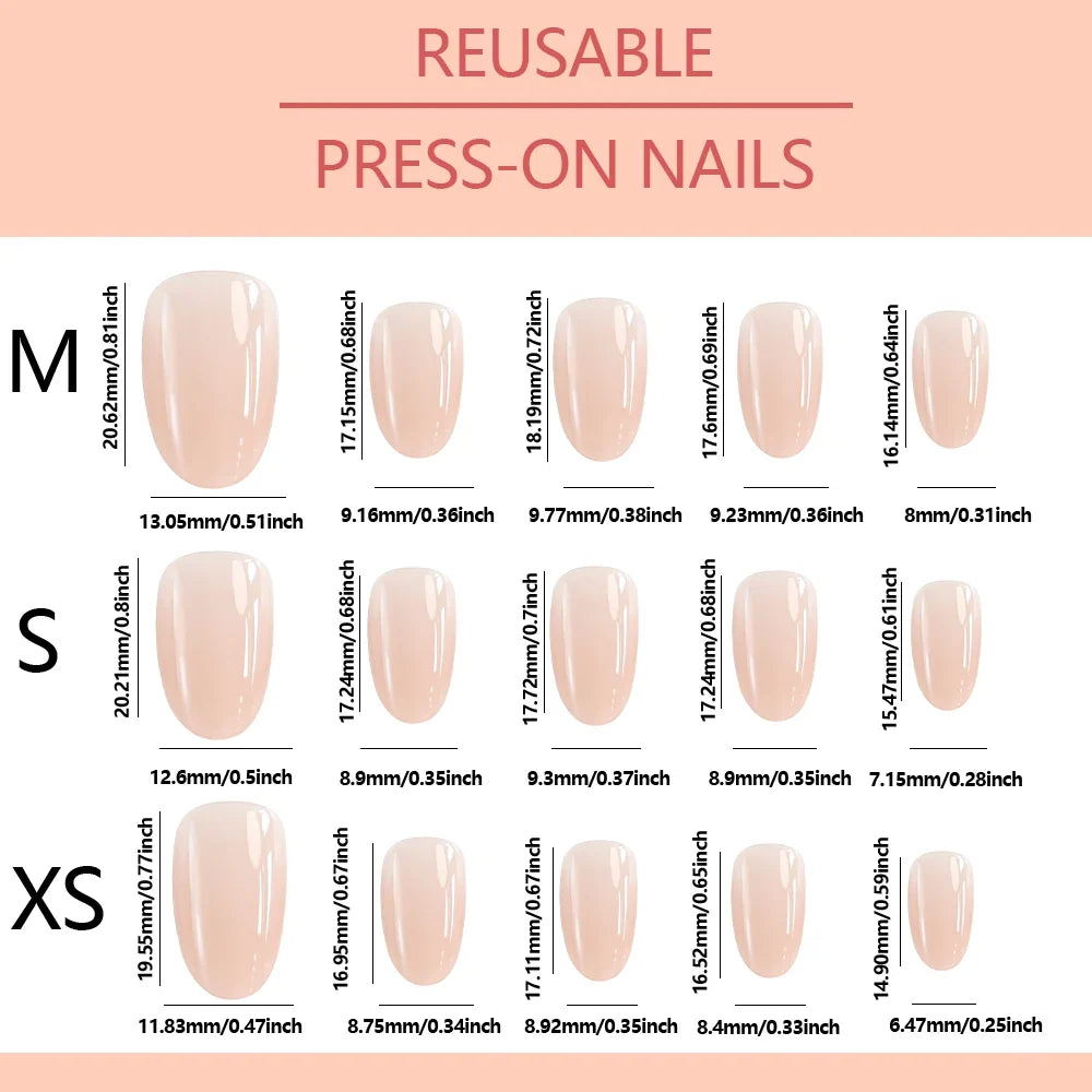 150Pcs Gradient Nude Short Almond Fake Nails XS/S/M Size Glossy Full Cover Press On Nail for Women Daily Wear False Fingertips