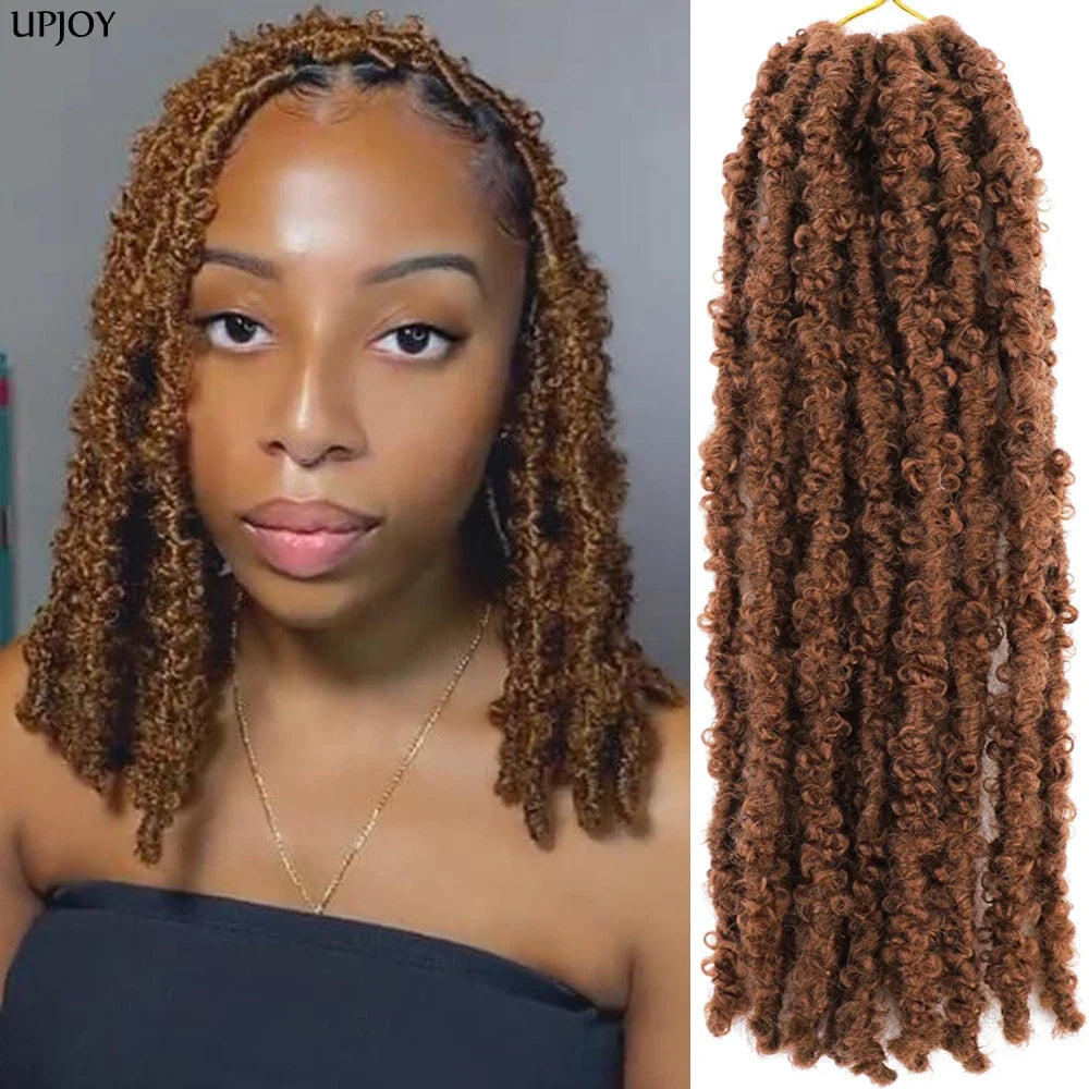 14 12 inch Butterfly Faux Locs Crochet Hair Braids Pre looped Distressed Goddess Butterfly Soft Locs Crochets Braids Cheveux Lok