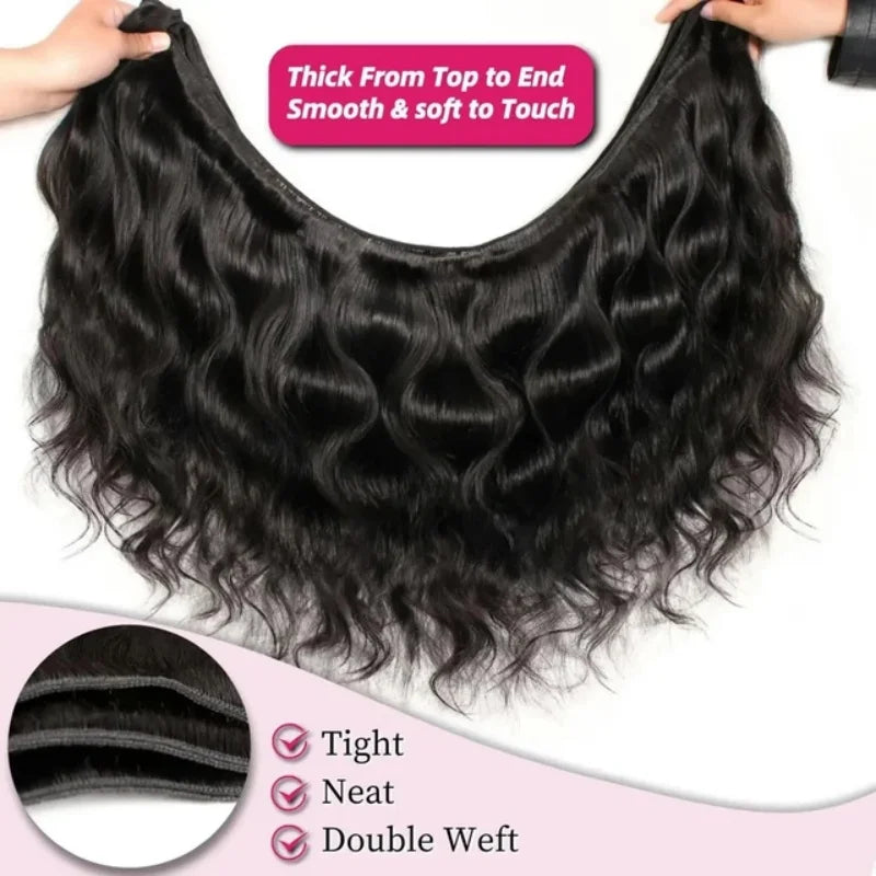 Body Wave Hair Bundles, Natural Black (10"–42")