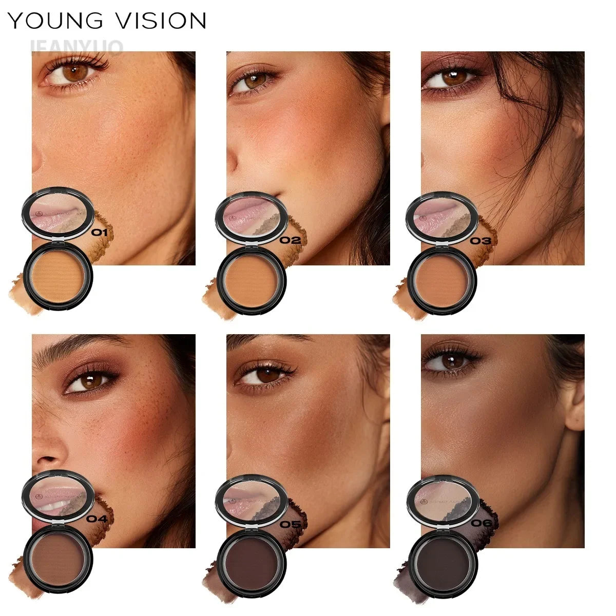 Waterproof Contouring Powder Palette Matte Finishing Bronzer Hairline Modify Nose Shadow Buildable Coverage for All Skin Tones