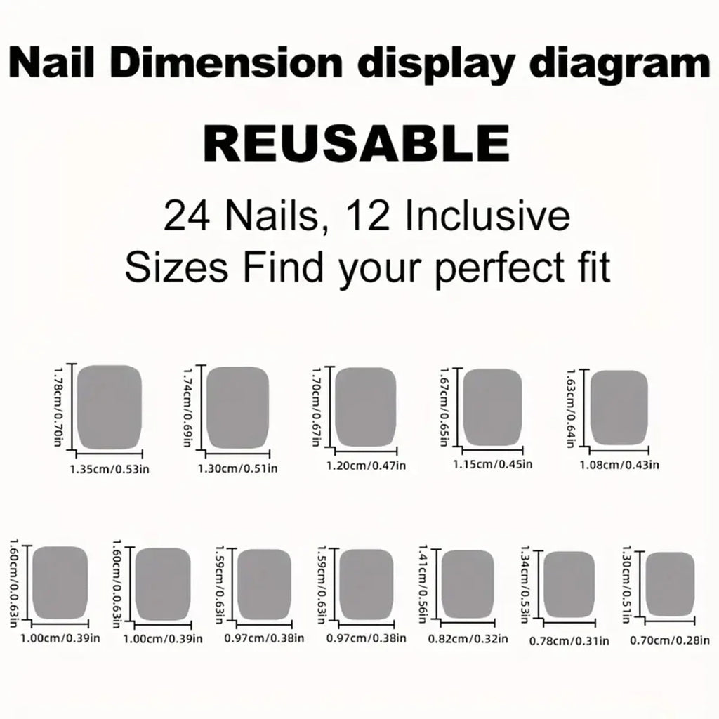 24 pieces of short square fake nails, featuring a halo dyed gradient heart and a colorful French design in European and American