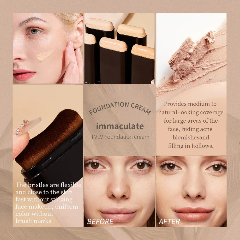 Hot Sale Lightweight Foundation Stick Long-Lasting Full Coverage Moisturizer Natural Finish Makeup Foundation Stick