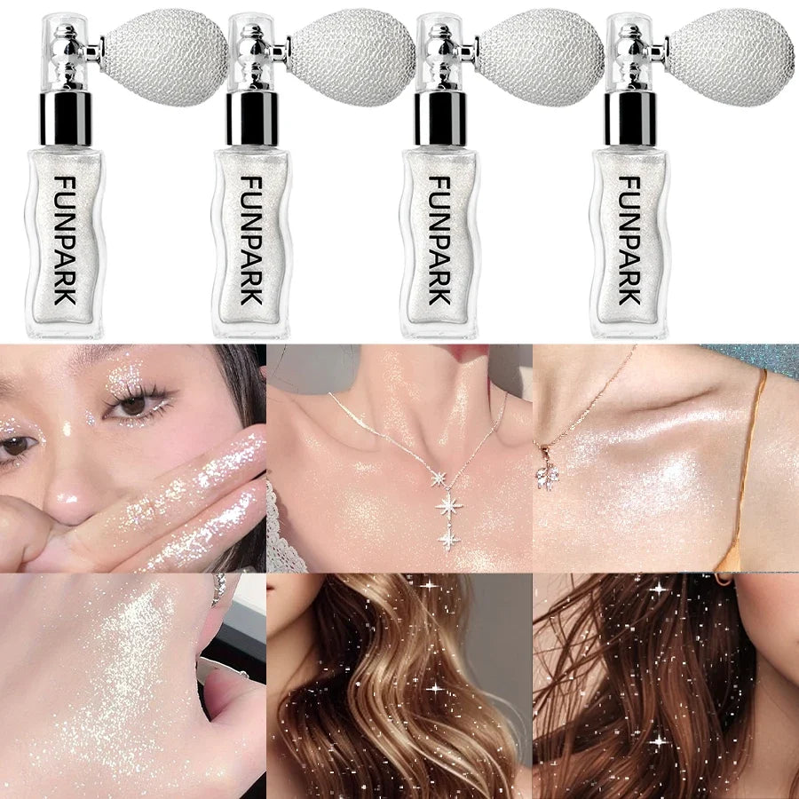 1PC Highlighter Powder Brightens The Whole Body Sparking Face Korean Makeup Lasting Pearlescent White Brown Silver Cosmetics