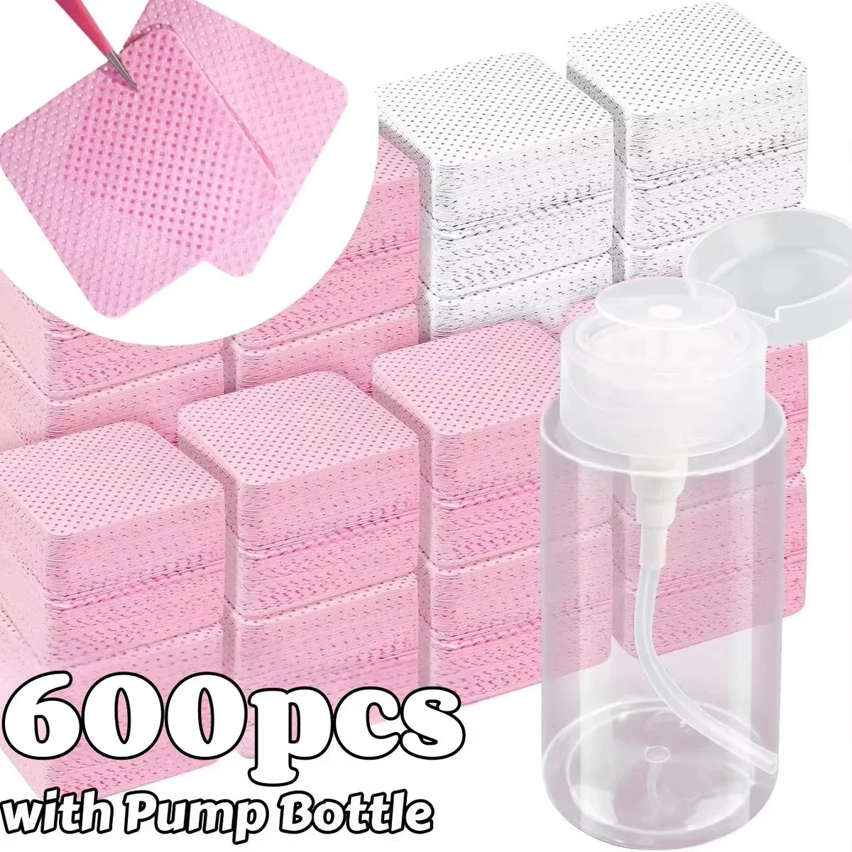 20/600pcs Lint-Free Nail Wipes Gel Cleansing Tissues Aluminum-Free Nail Polish Remover Pads for NaiArt Beauty Cleaning Care Tool