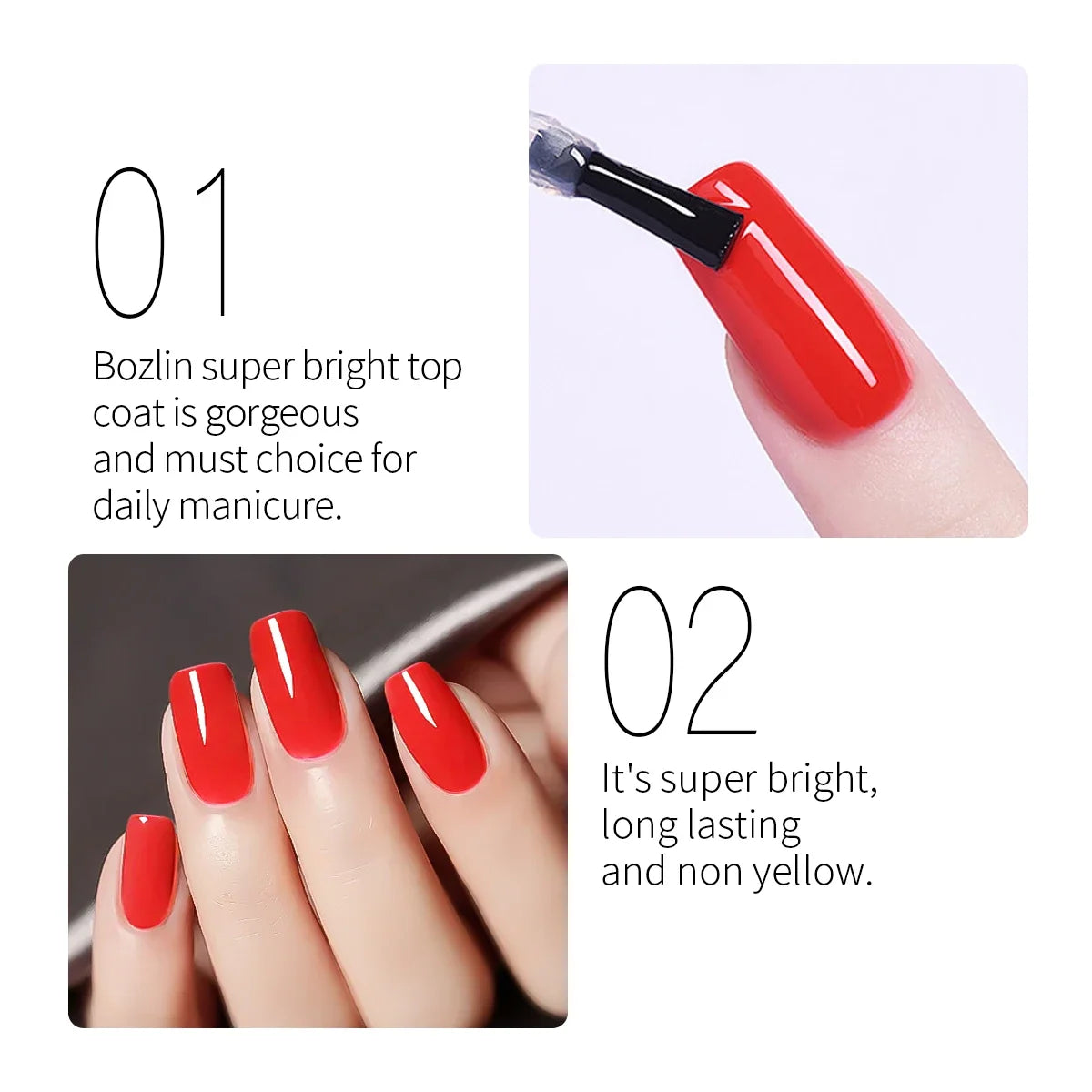 Hassleless Single Pack Ultra-Gloss Top Coat Gel Nail Polish - Glossy gel top coat, clear and removable LED nail polish, long-las