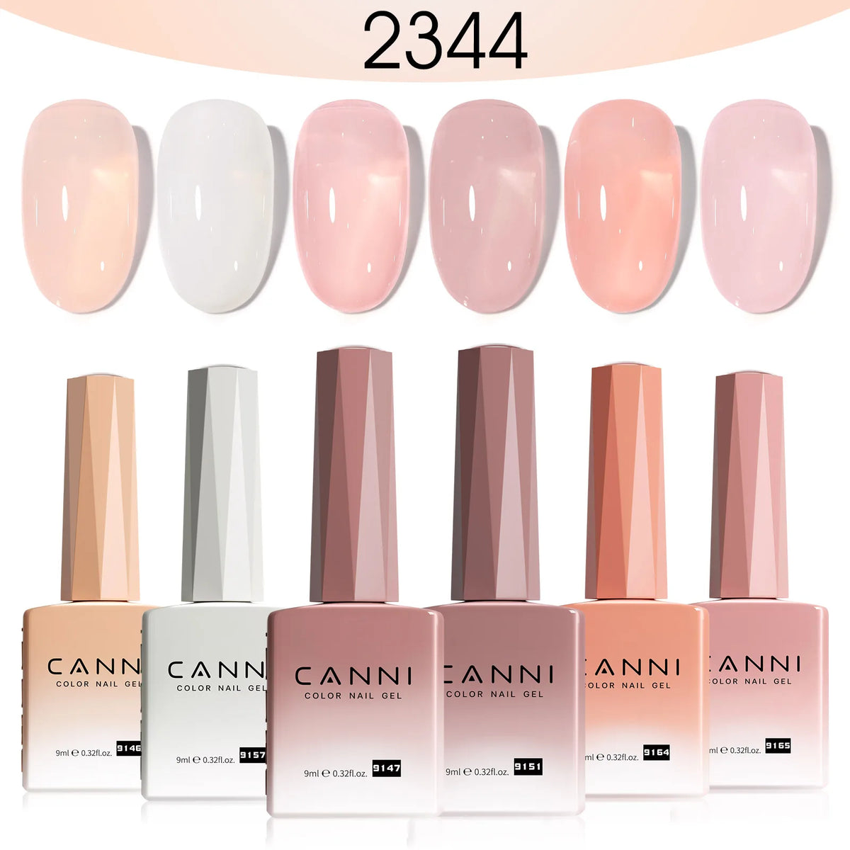 6pcs*9ml CANNI Nail Gel Polish Kit HEMA FREE Jade Jelly Nude Jelly Pink VIP Kit Christmas Gift French Nail Design Natural Color