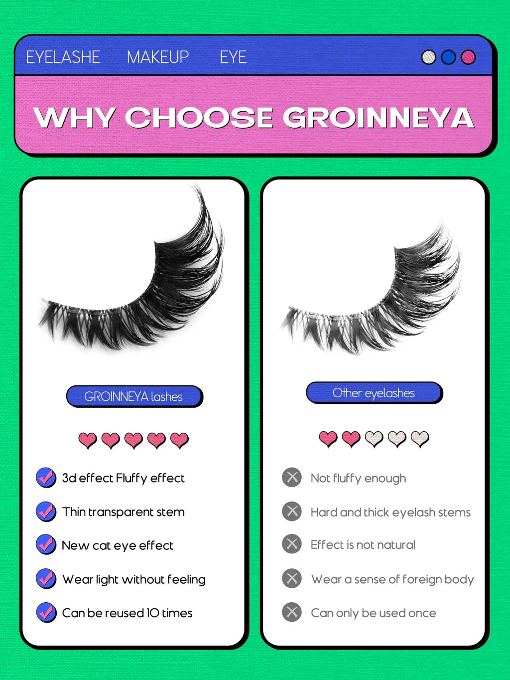 Cat Eye Faux Mink Lashes (5 Pairs)