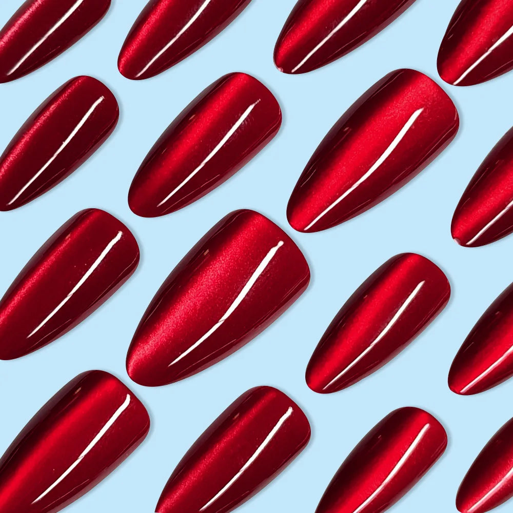 Glossy Cat Eye Press-On Nails, Almond (24 pcs)