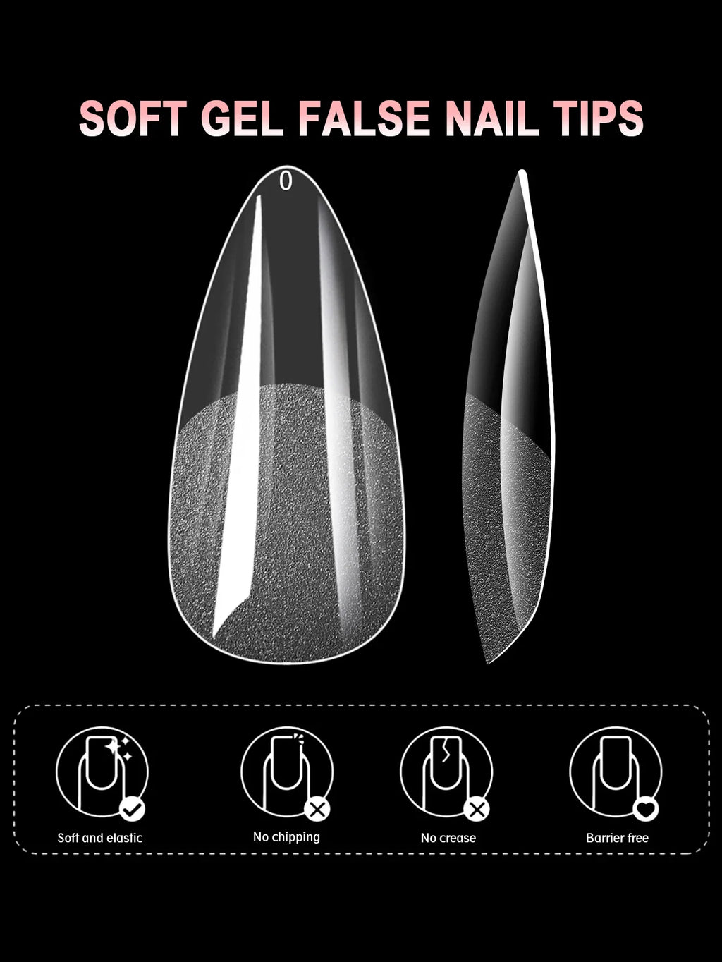 100/600Pcs Short Almond Nail Tips Soft Gel Nail Tips Full Cover False Nail Tips For Acrylic Nails  Salon Home Press On Nails