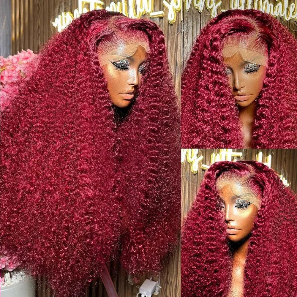 Burgundy 99J Deep Wave HD Lace Front Wig