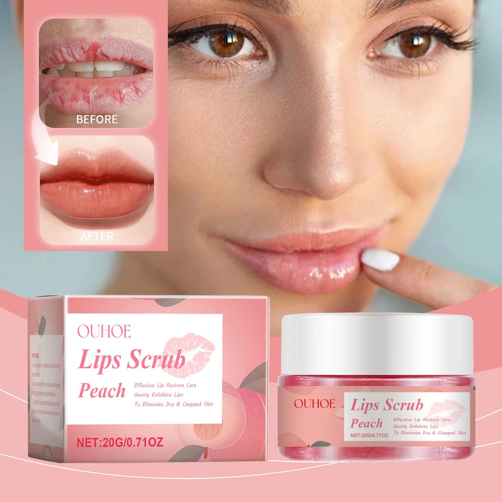 Peach Lip Care Scrub Lip Balm Cream Exfoliating Moisturizing Nourish Skin Repair Fine Lines Dead Skin Smooth Skin Care Hydrating