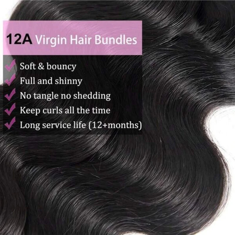 Body Wave Hair Bundles, Natural Black (10"–42")