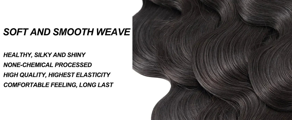 Body Wave Hair Bundles, Natural Black (10"–42")