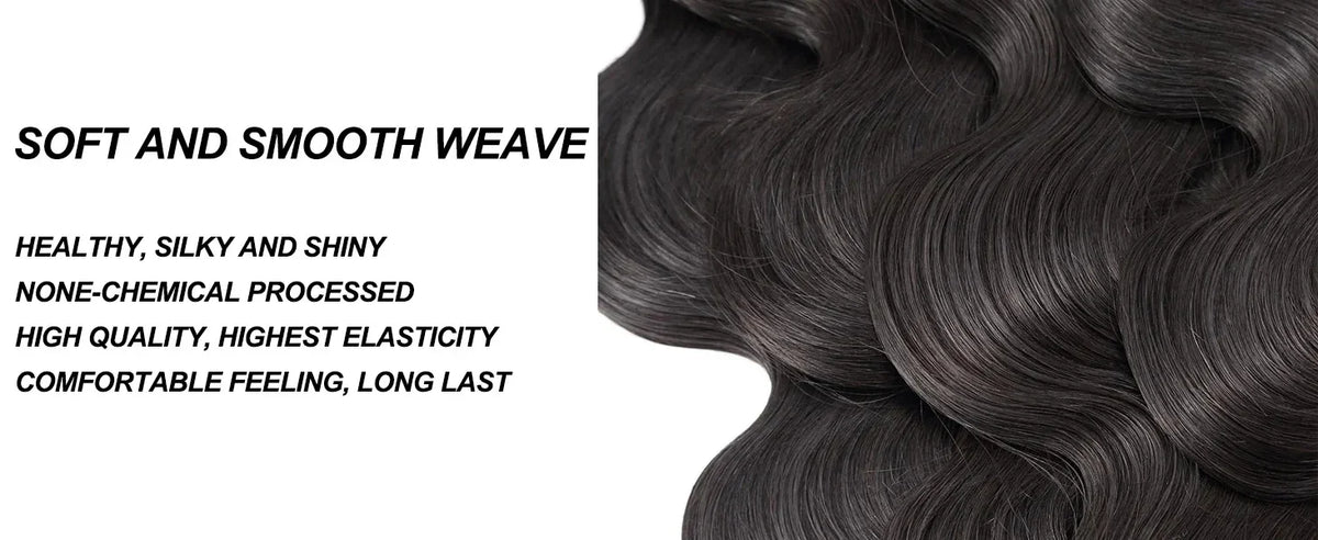 Body Wave Hair Bundles, Natural Black (10"–42")