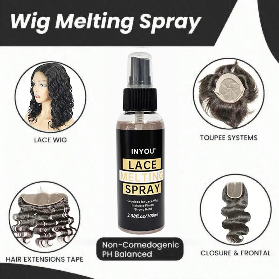 100ML Lace Wig Melting And Holding Spray Strong Natural Finish Wig Adhesive Glue for Lace Front Melt Super Hold Hair Spray