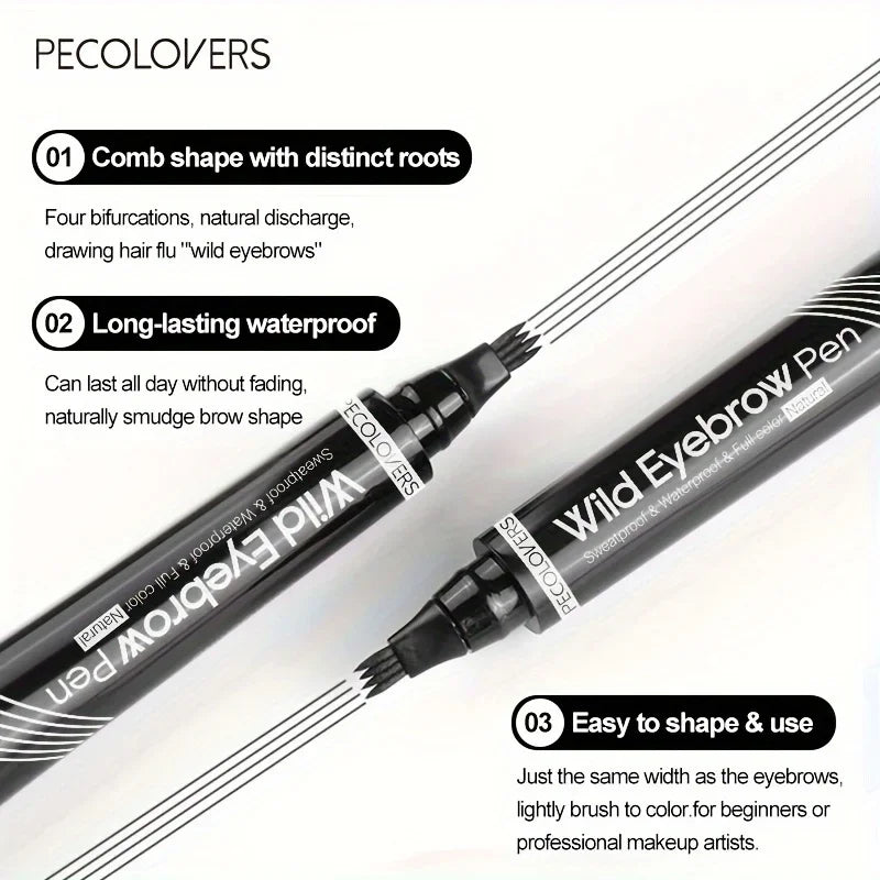 5 Colors Liquid Eyebrow Pen, Long Lasting Eyebrow Tattoo Pen, 4-splitted Head Eyebrow Tint Pen , Gray Brown Eyebrow Makeup