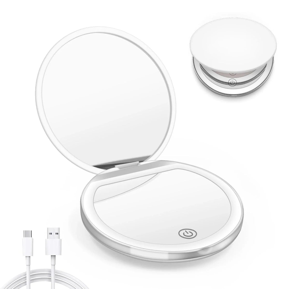 Rechargeable LED Compact Mirror with Lights | 1X/3X Magnification, Pocket Handheld Travel Mirror, Perfect for Gifts