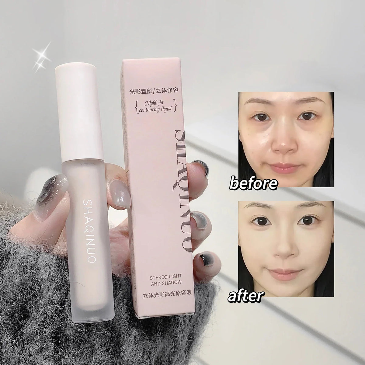 Facial Liquid Contour Stick Concealer Contouring 3D Cement Grey Nose Shadow Cream Brighten Highlighter Bronzer Concealer Makeup