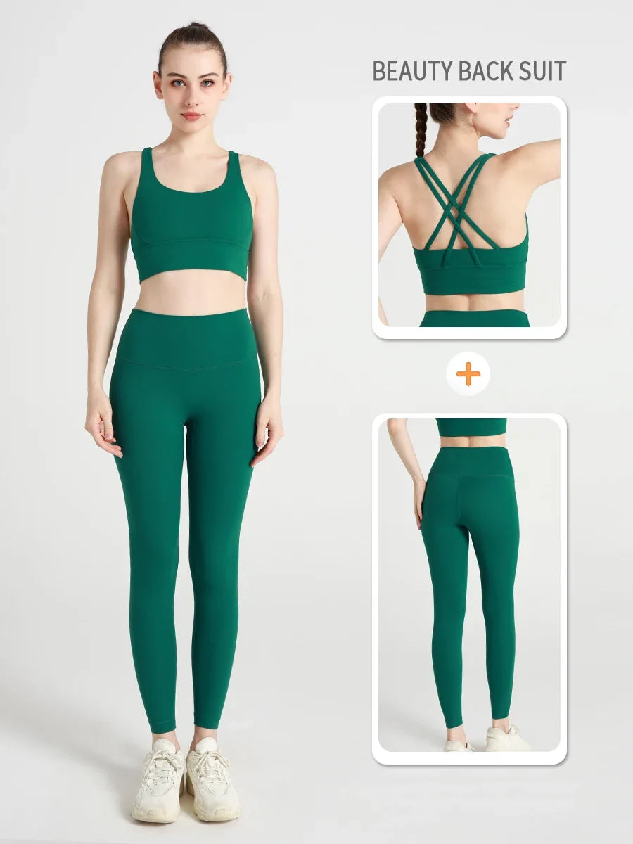 2 Piece Yoga Clothes Women's Tracksuit Athletic Wear Pilates Fitness Suit Gym Workout Push Up Clothes Sports Bra Leggings Suit