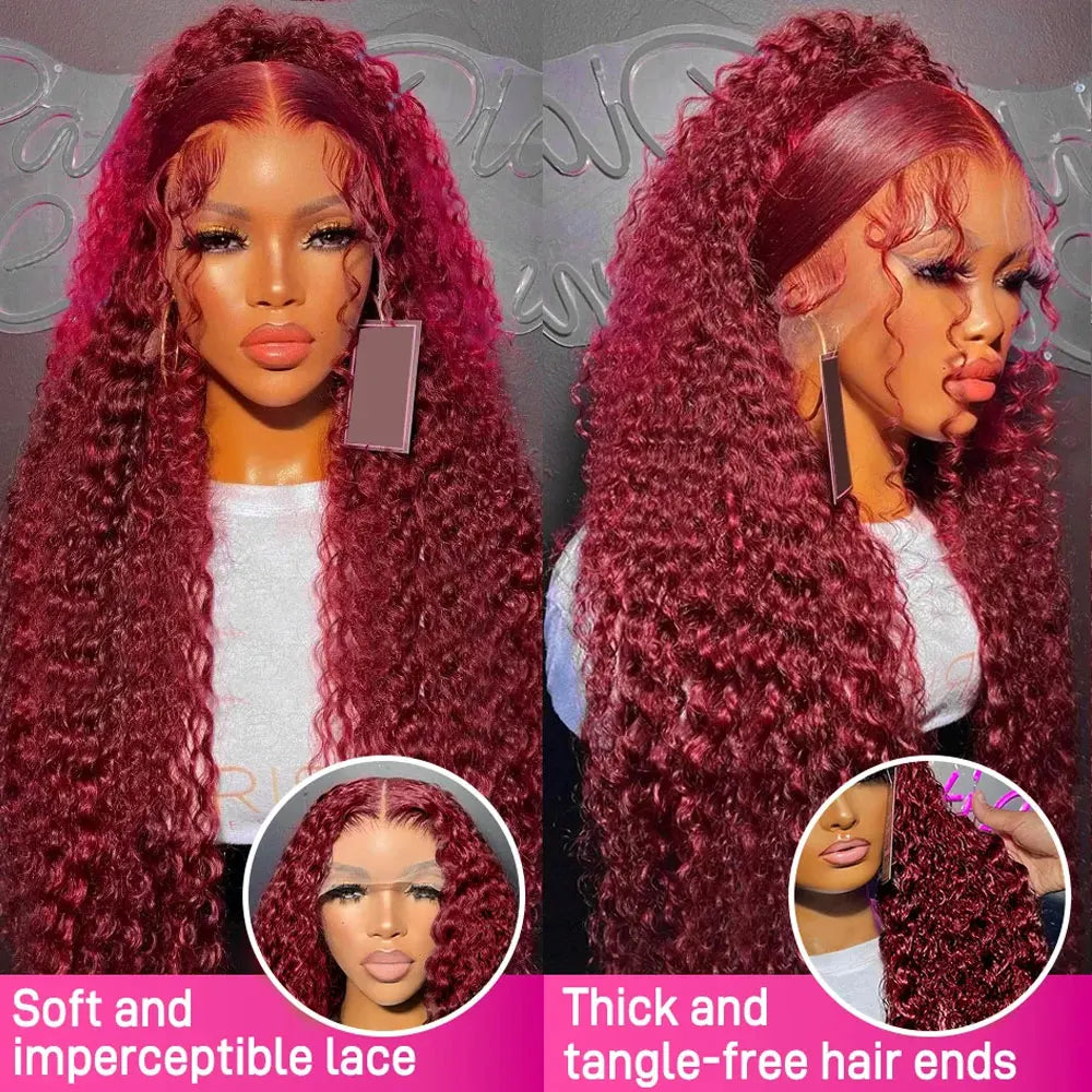 Burgundy 99J Deep Wave HD Lace Front Wig