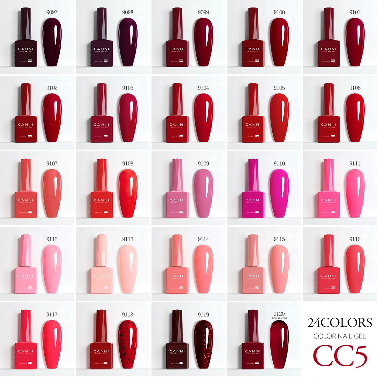 CANNI Hema Free Nail Gel Polish Fall Color Collection Semi Permanent Diamong Long Wear Top Coat Red Gorgeous JellyNude Color 9ml