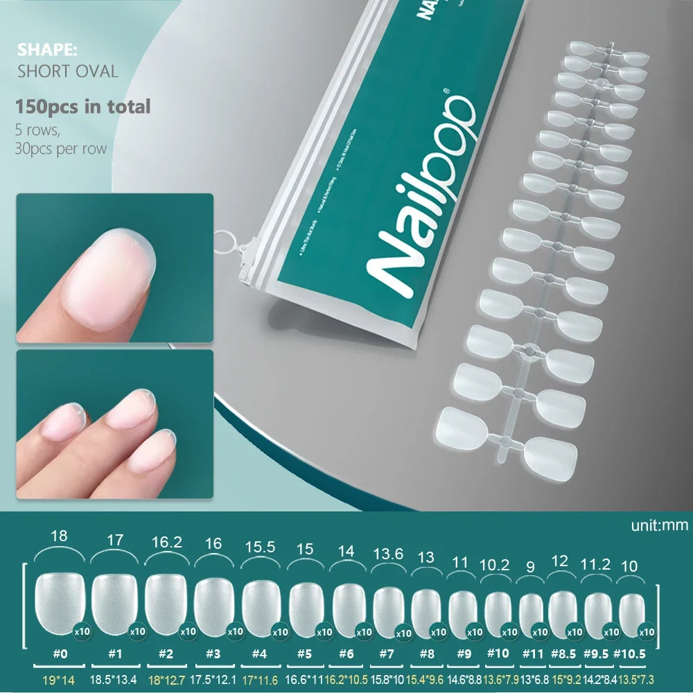 NAILPOP 120pcs Fake Nails Full Cover Press on Nails Coffin Soft Gel American Pose Capsule False Nail Tips for Extension System