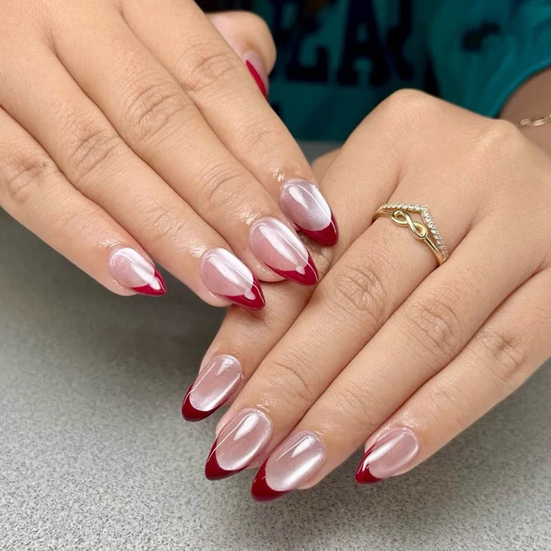 Glossy Cat Eye Press-On Nails, Almond (24 pcs)