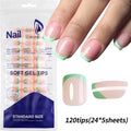 120/240Pcs French Short Square False Nails 12-Sizes Full Cover Press On Nail Glossy French Fake Fingertips for Women DIY Nails &