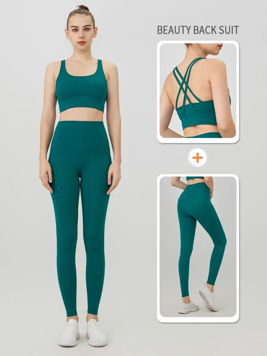 2 Piece Yoga Clothes Women's Tracksuit Athletic Wear Pilates Fitness Suit Gym Workout Push Up Clothes Sports Bra Leggings Suit