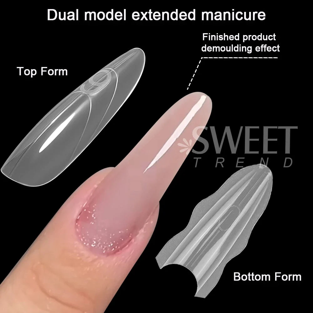 1 Box Dual Nail Forms New 180pcs 15 size Extensions-Dual Forms Long Coffin Almond Top/ Bottom Nail Forms Manicure Extension Tool