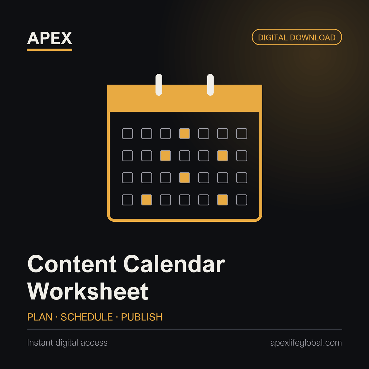 APEX Content Calendar Worksheet cover