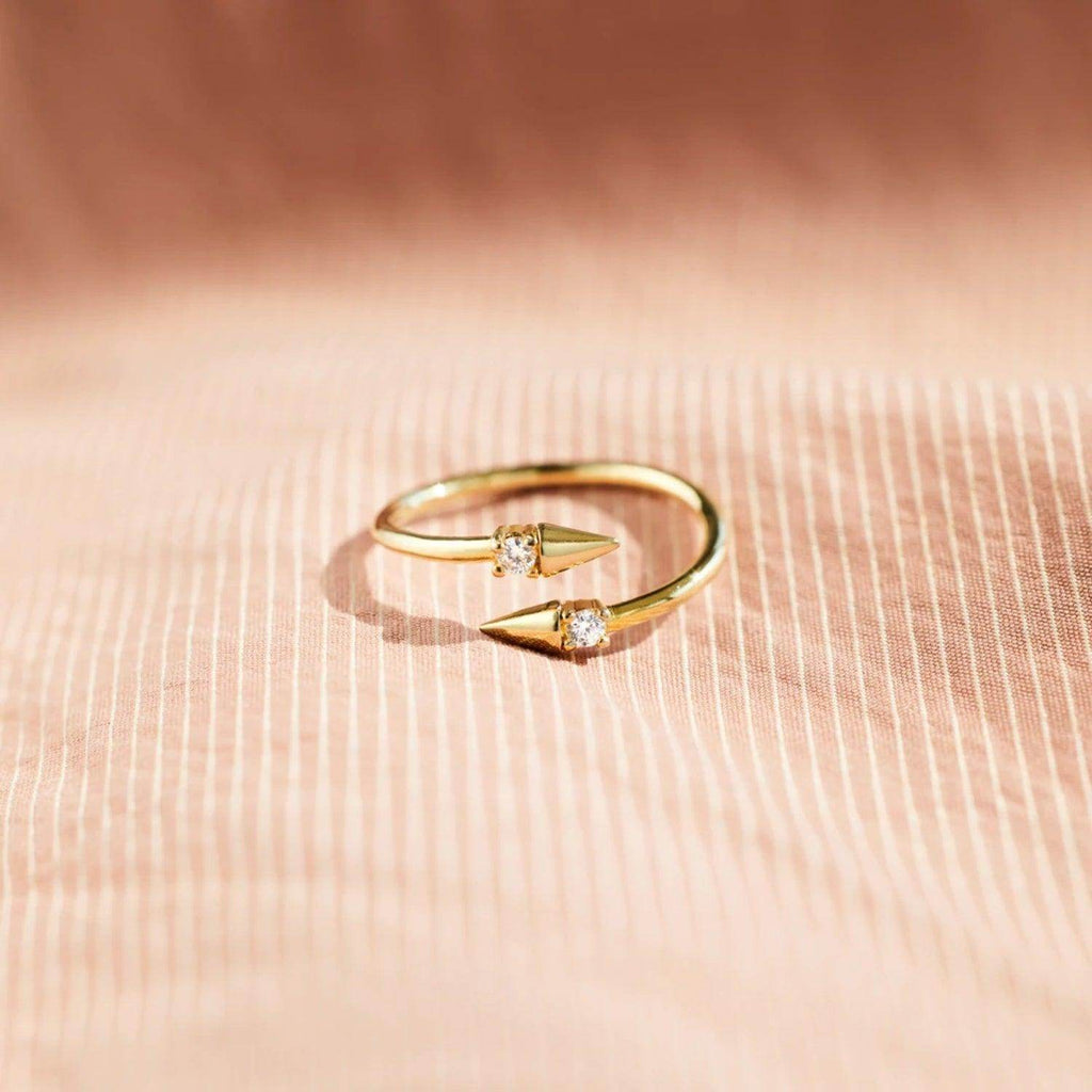 925 Sterling Silver Inlaid Zircon Bypass Ring for Women