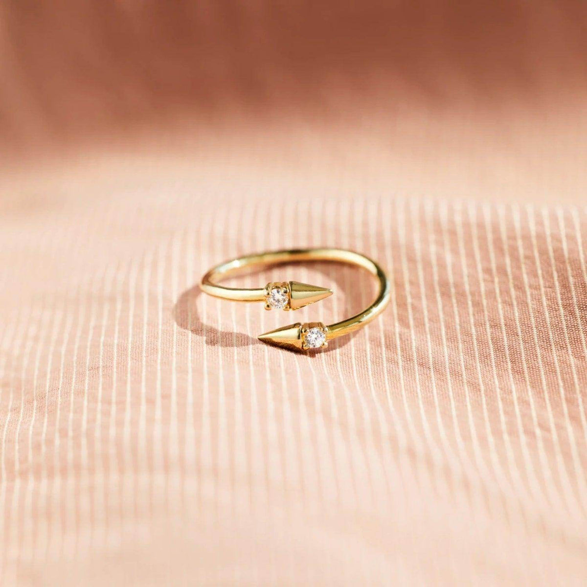 925 Sterling Silver Inlaid Zircon Bypass Ring for Women
