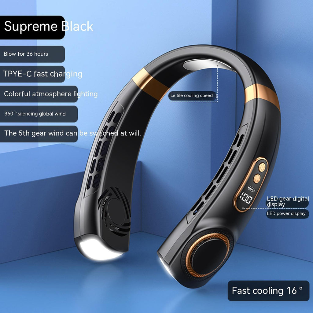 Portable Mute Multifunctional Hanging Neck Fan - Hands-Free Personal Cooling Device For Travel And Outdoor Activities