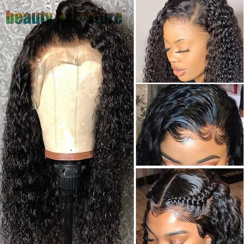 Kinky Curly Lace Front Wig, Natural Black