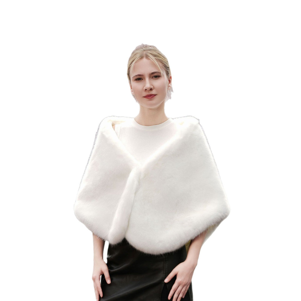 Warm White Waistcoat Elegant Host Formal Dress Warm Outerwear
