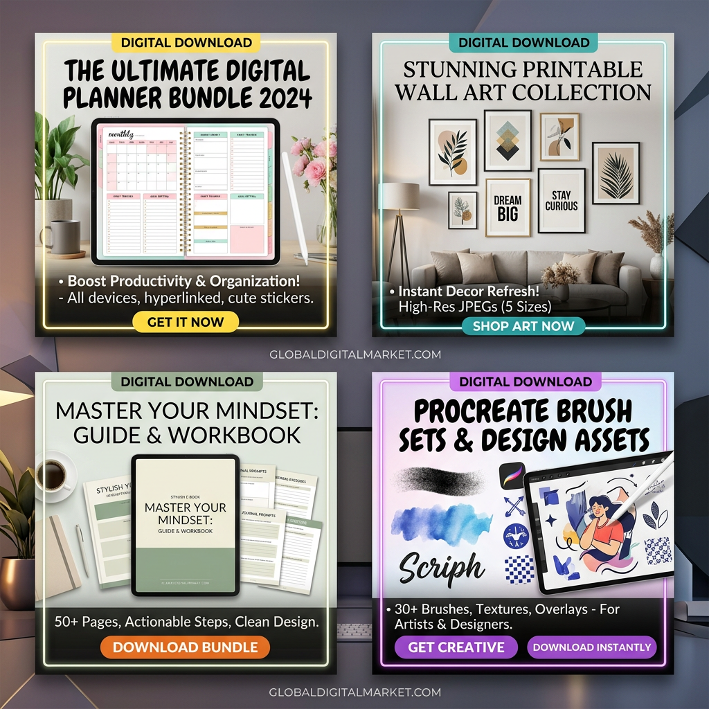 The Ultimate Digital Planner Bundle 2024 digital product cover